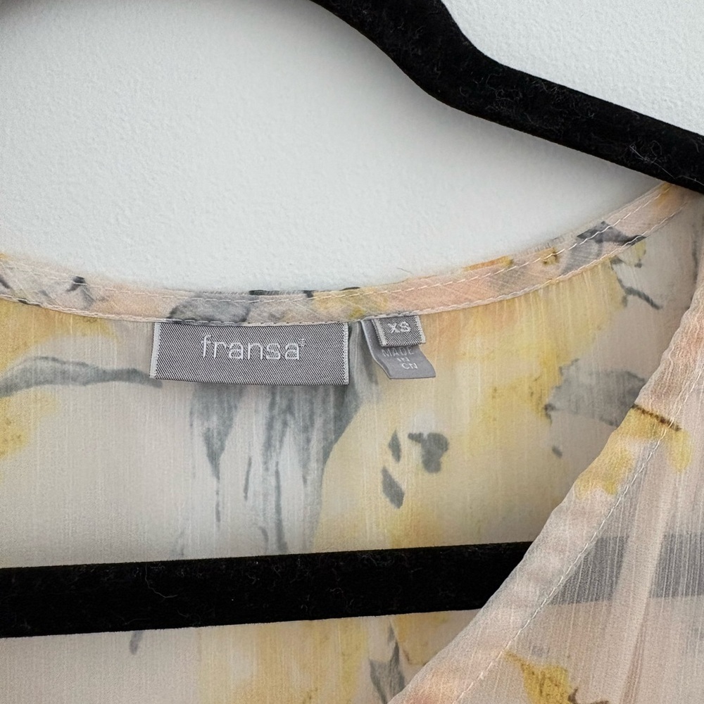 Franca Floral Yellow and Gray Women's Dress XS - Picture 2 of 2